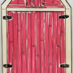 Sketch of the house door in red color