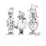 cartoon sketch of three people by Dick