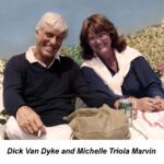 An elder couple sitting together, dick van dyke and michelle