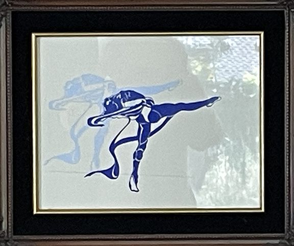 a framed painting of a performer